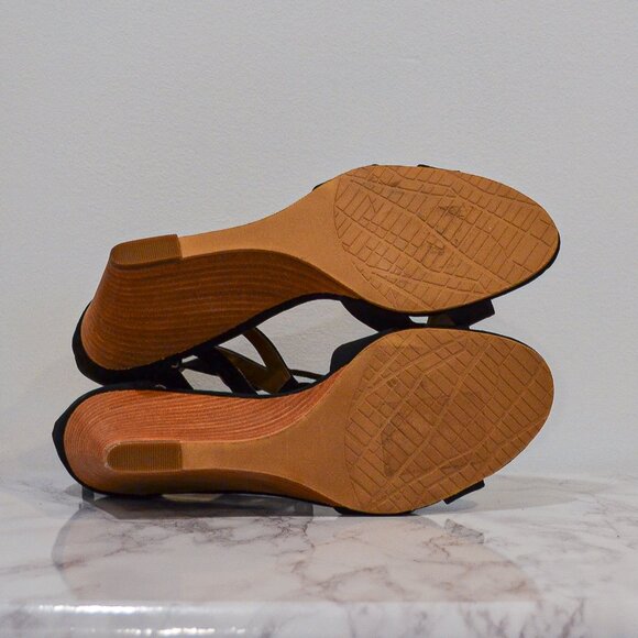 14TH AND UNION | BLACK LACE-UP WEDGE SANDLES - Picture 4 of 7